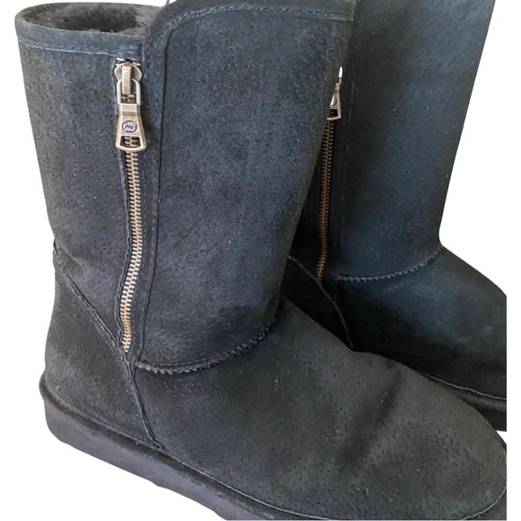 LAMO Womens Boots Size 9 Black Suede Double Side Zipper - Picture 2 of 10